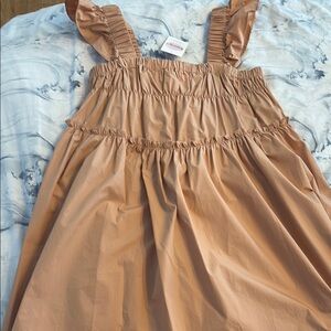 Tan Ruffled Tiered Mini Sundress